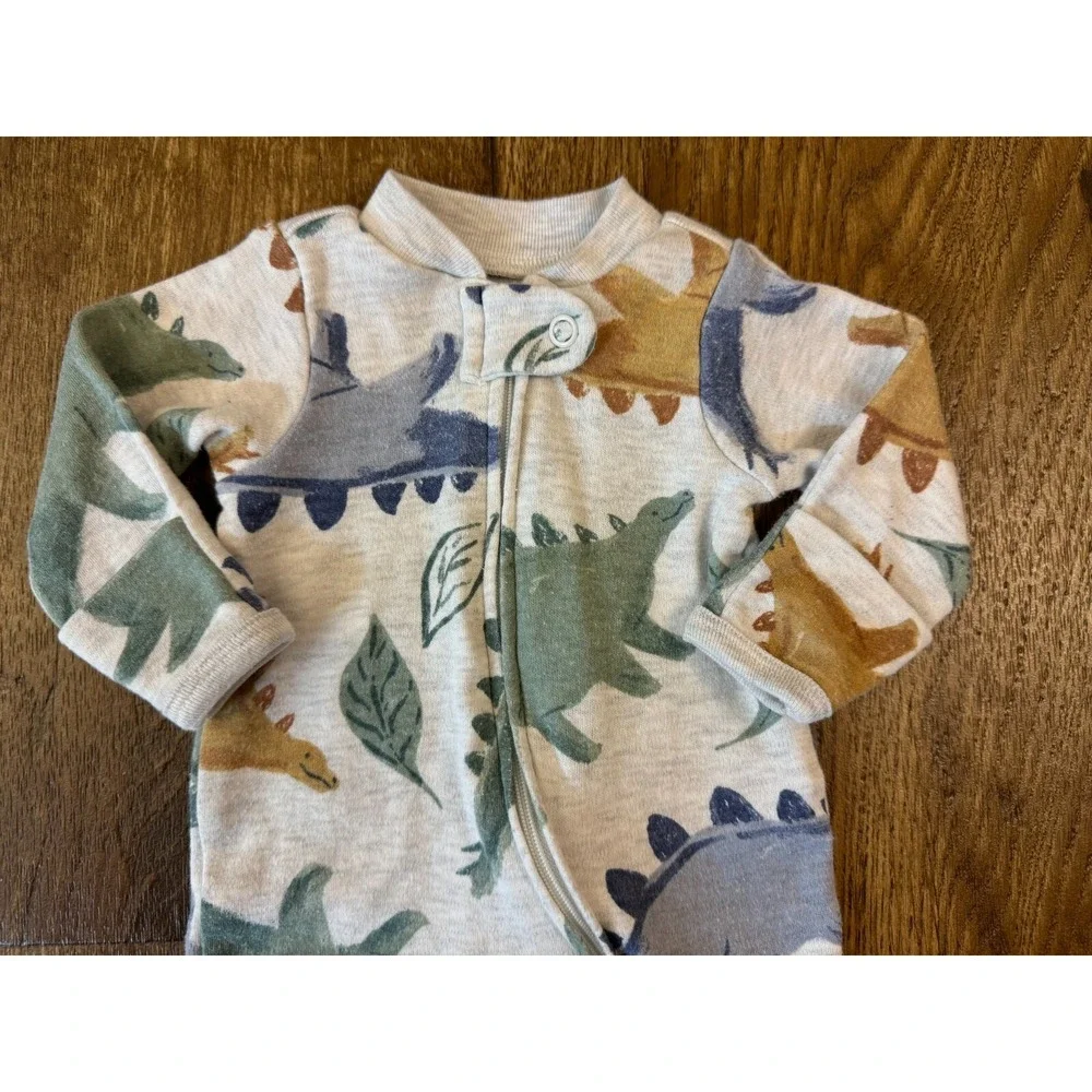 Carters Preemie Baby‎ Boy Sleeper Dinosaur Feet Outfit Zipper Cotton Reborn Doll